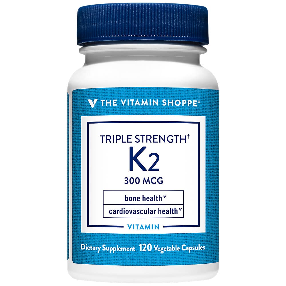 The Vitamin Shoppe Vitamin K2 MK-7 300mcg Triple Strength, 120 Capsules