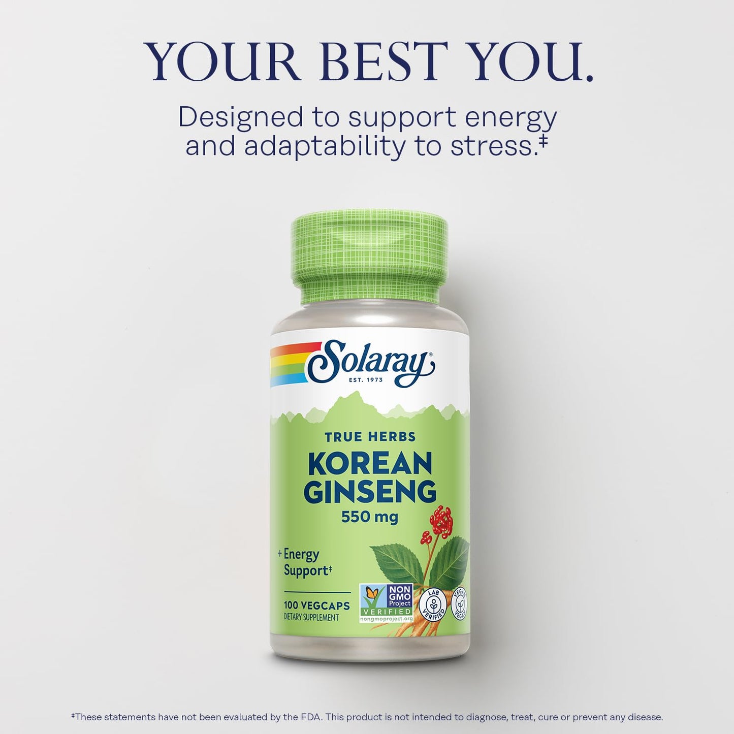 SOLARAY Korean Ginseng 550 mg Capsules, 100 Count