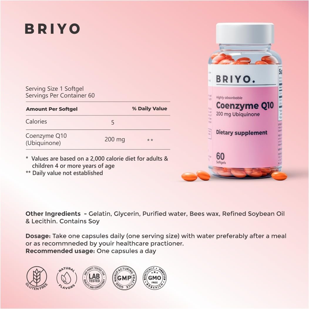 Briyosis Coenzyme Q10 200 mg Capsule, 60 Count
