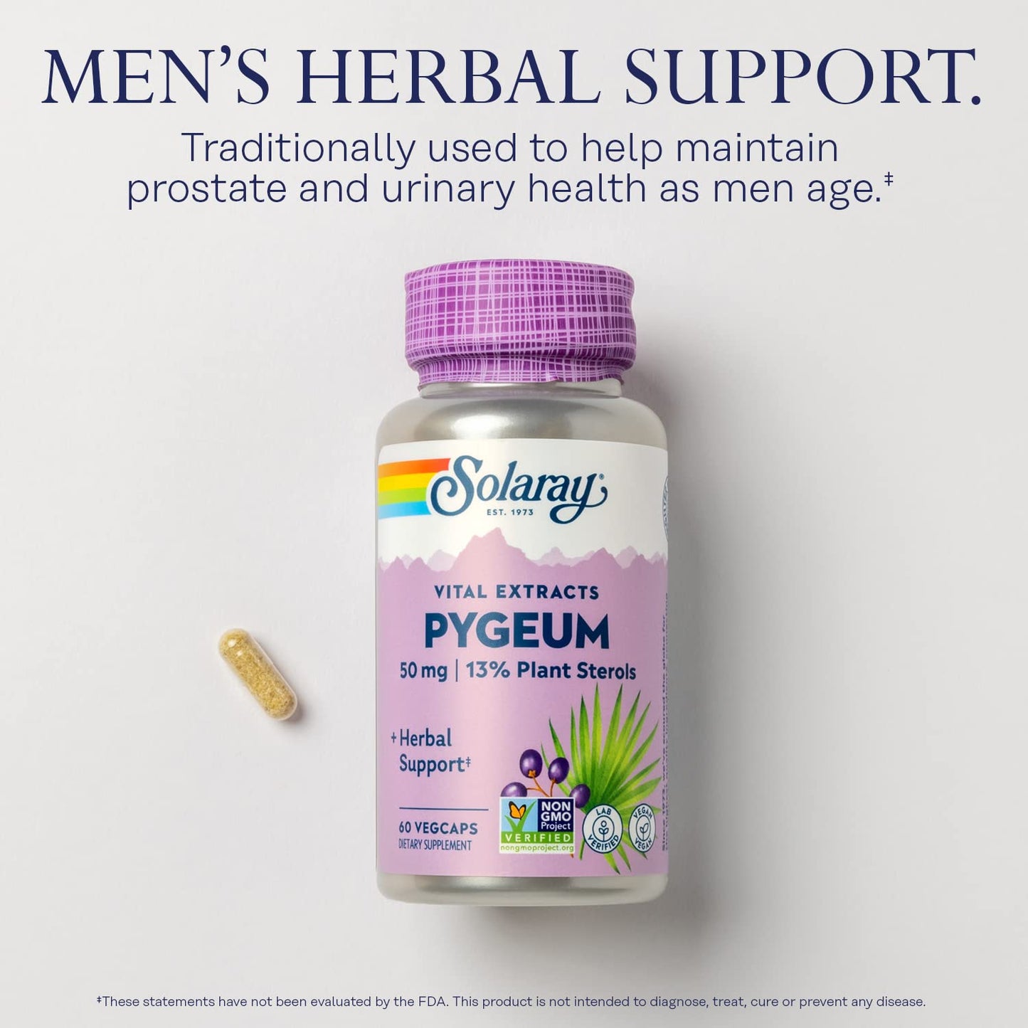 SOLARAY Pygeum Bark Extract 50mg Capsule, 60 VegCaps