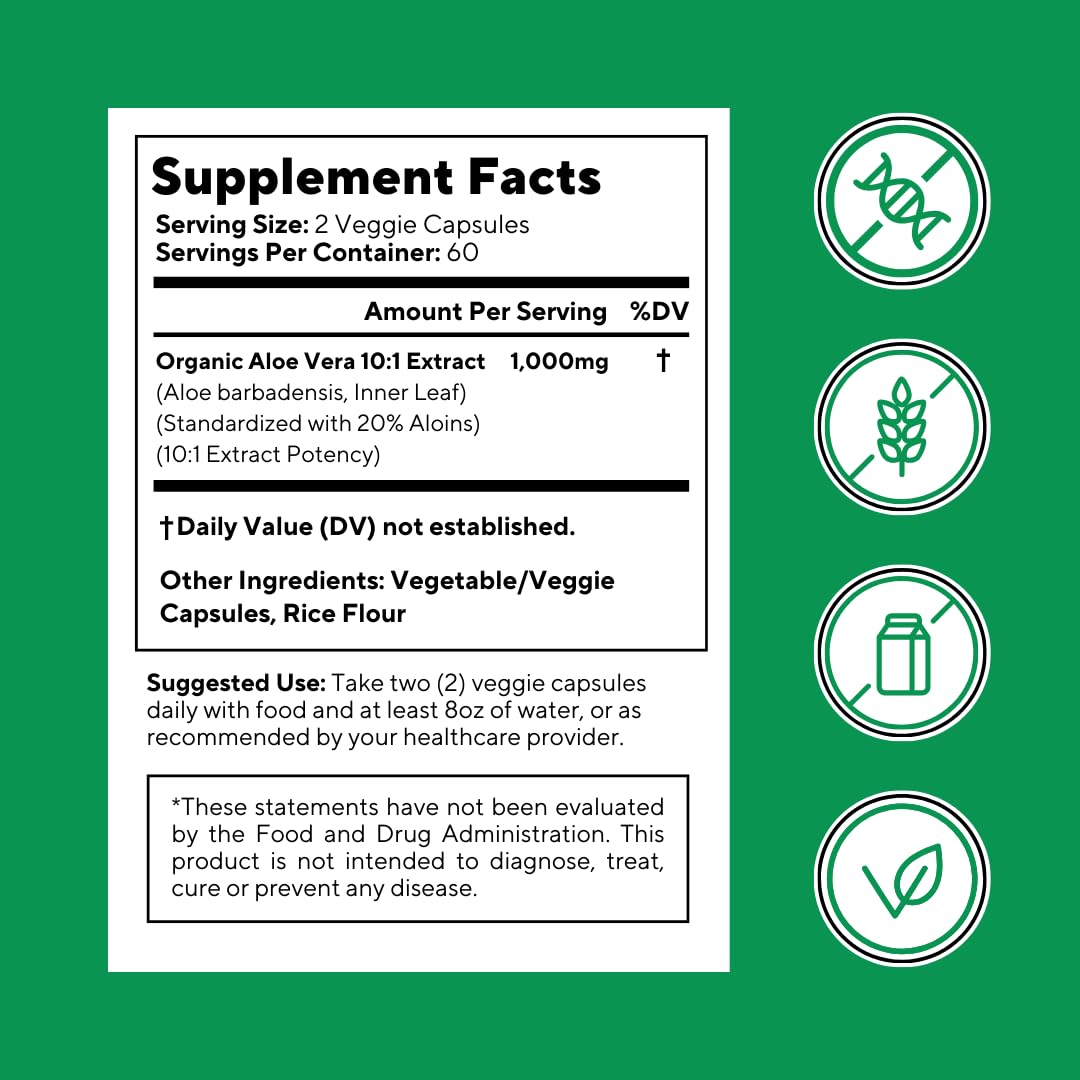 Vitapia Organic Aloe Vera Capsules 120 Count