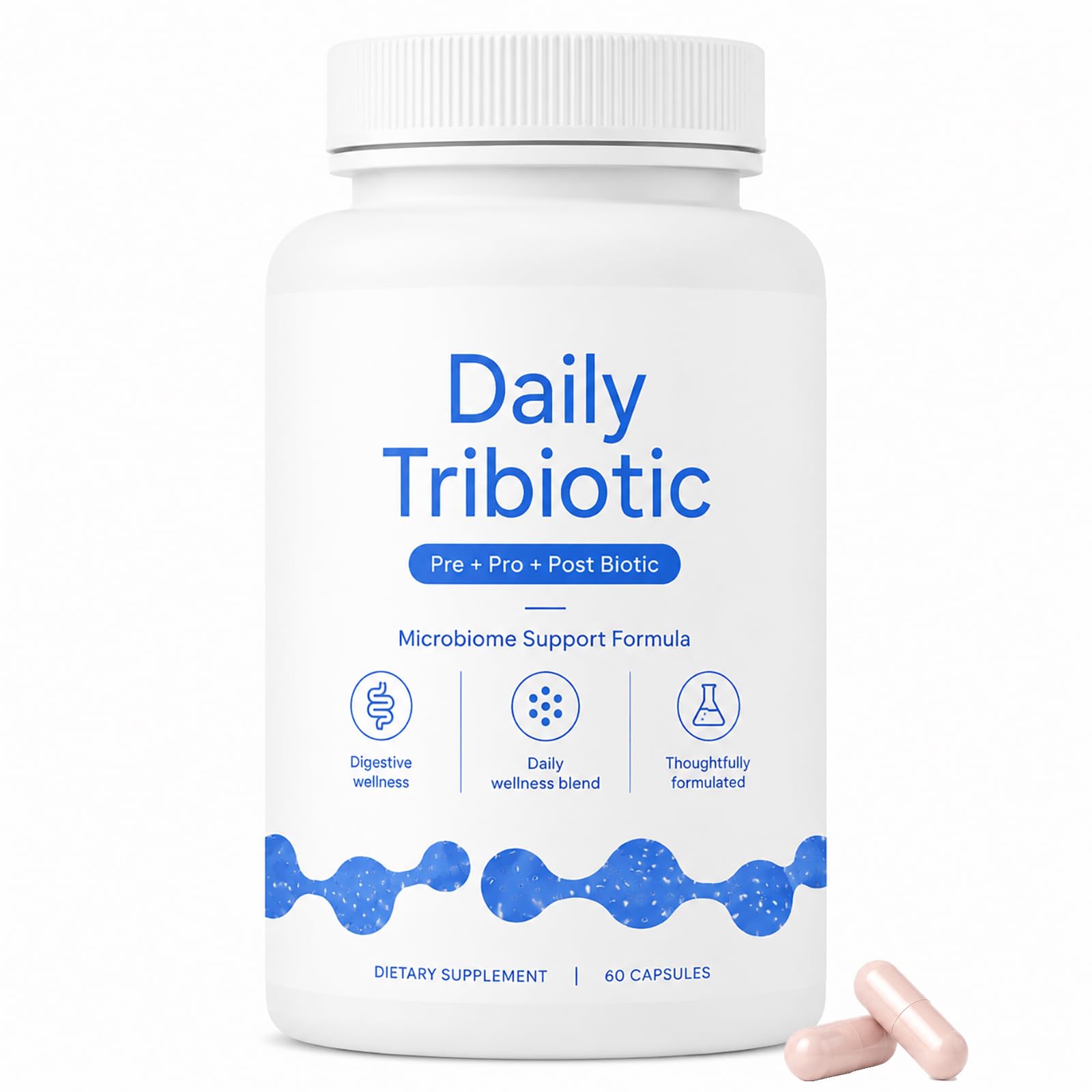 LINELLE Daily Tribiotic Capsules, Probiotic, Prebiotic & Postbiotic Blend, 60 Count