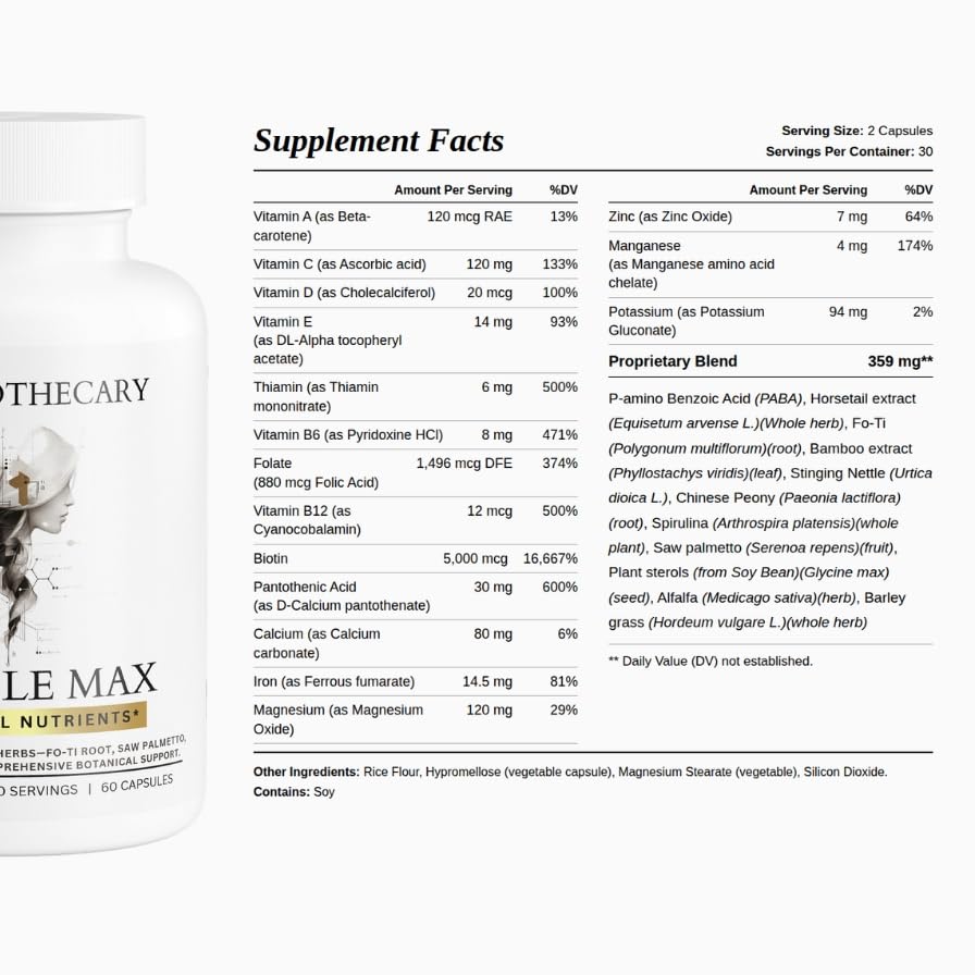 Dear Apothecary Follicle Max Hair Growth Supplement for Men & Women Capsule, 60 Capsules
