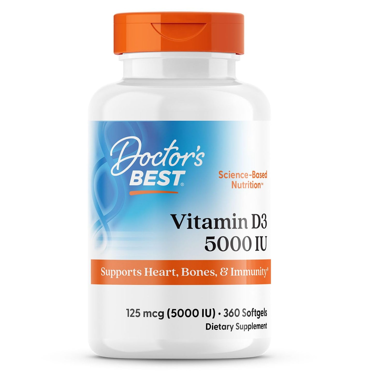 Doctor's Best Vitamin D3 5000 IU Softgels, 360 Softgels