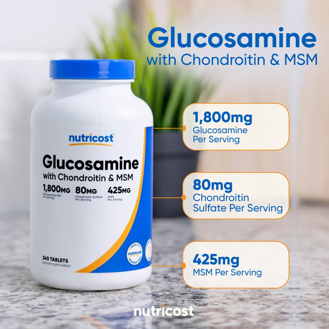 Nutricost Glucosamine 1800mg with Chondroitin & MSM Tablets, 240 Count