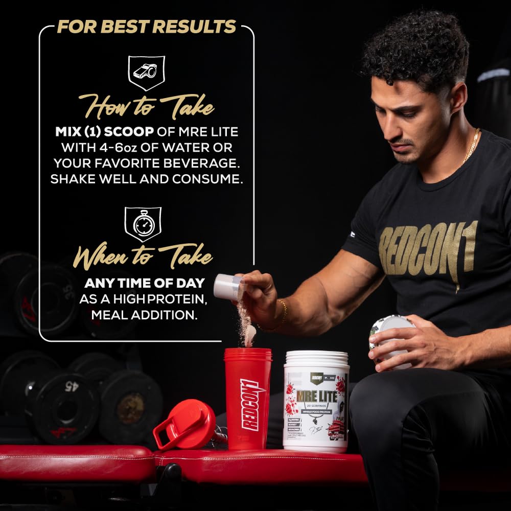 REDCON1 Whole Food Animal Protein Powder - MRE Lite Protein Powder, Prime Time Red Velvet, 20 Servings, 1.46 lb