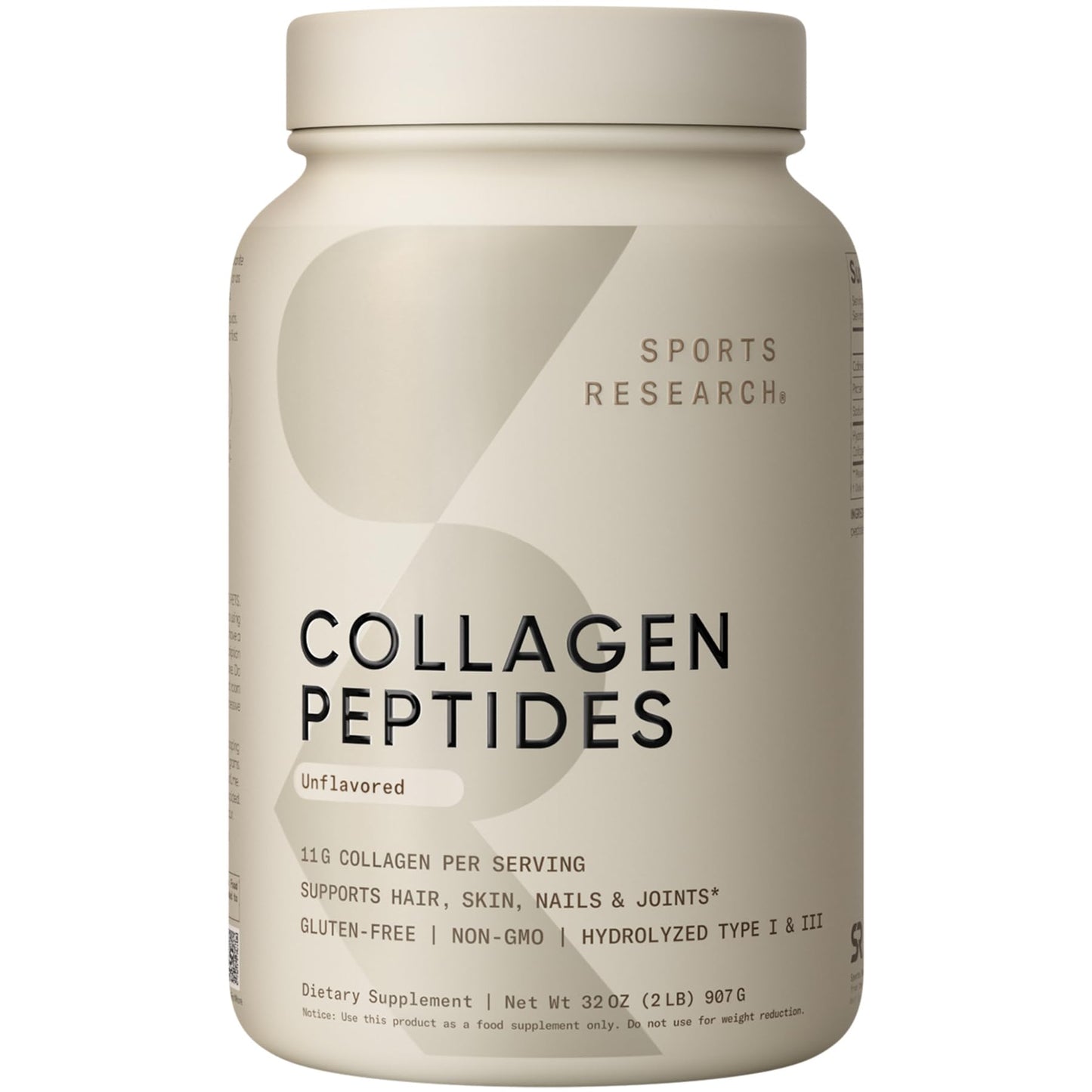 Sports Research Collagen Peptides Hydrolyzed Type 1 & 3 Collagen Powder 32