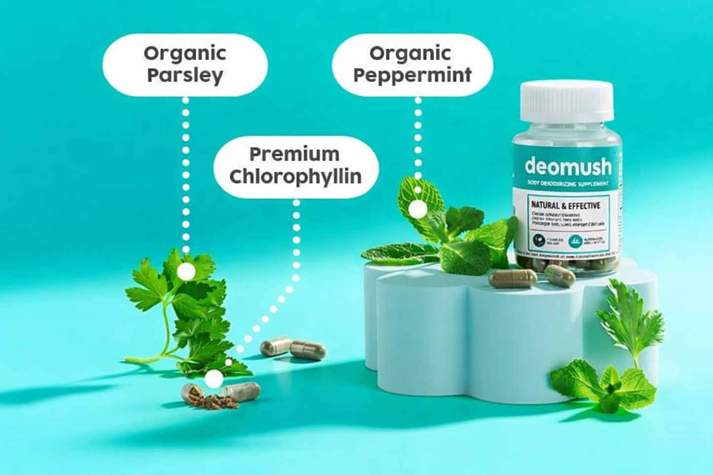 Generic DEOMUSH Internal Deodorant Supplement Chlorophyll Capsule 120 Count
