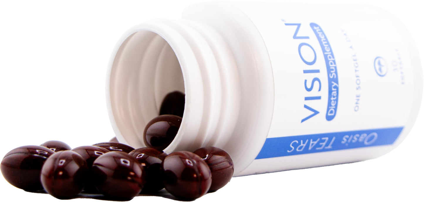 Oasis TEARS VISION ON3010 Dietary Supplement for Eye Health with Maqui Berry, Astaxanthin, Zeaxanthin, Lutein & DHA 30 Softgels