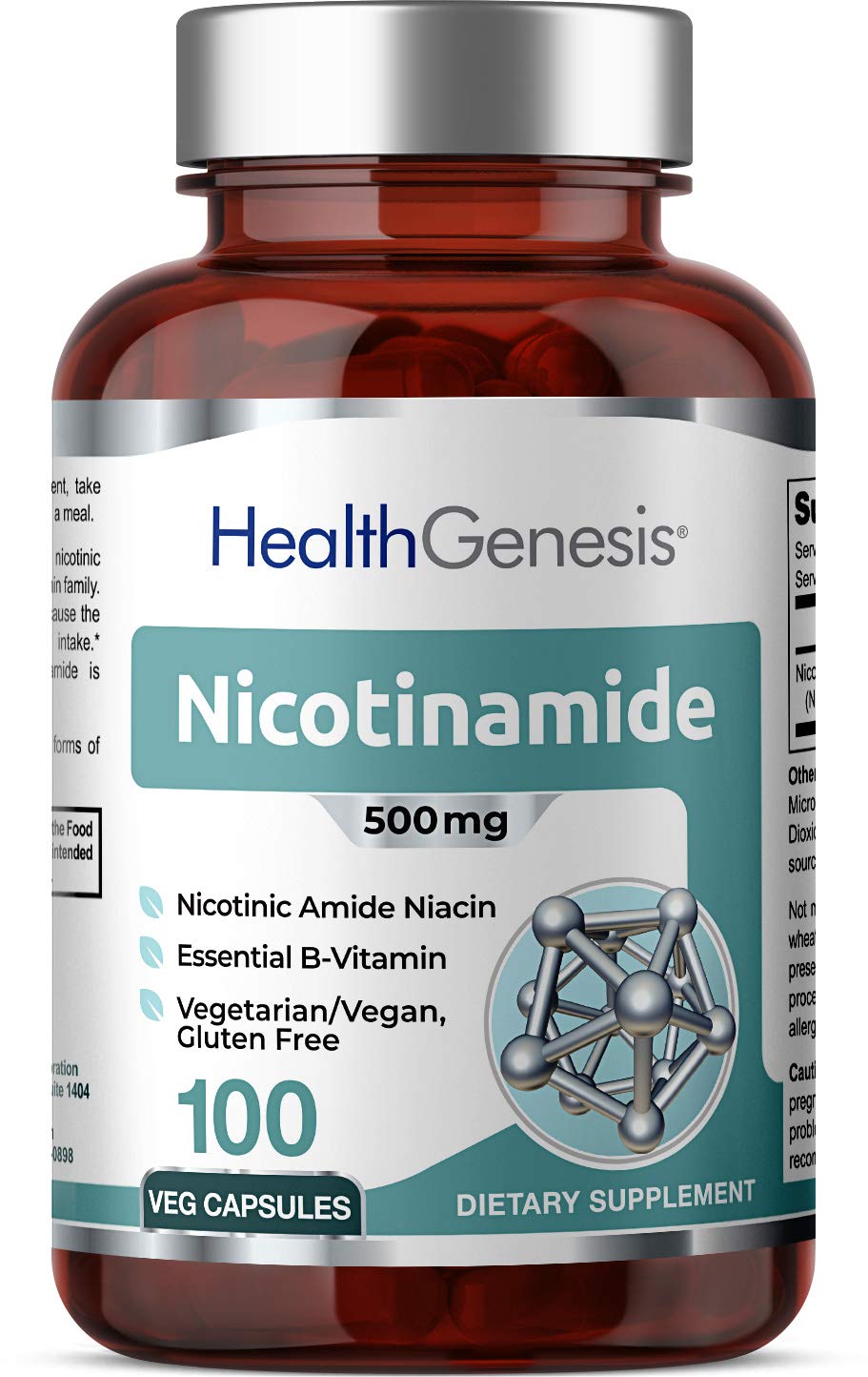 Health Genesis B-3 Nicotinamide 500 mg Capsule, 100 Count
