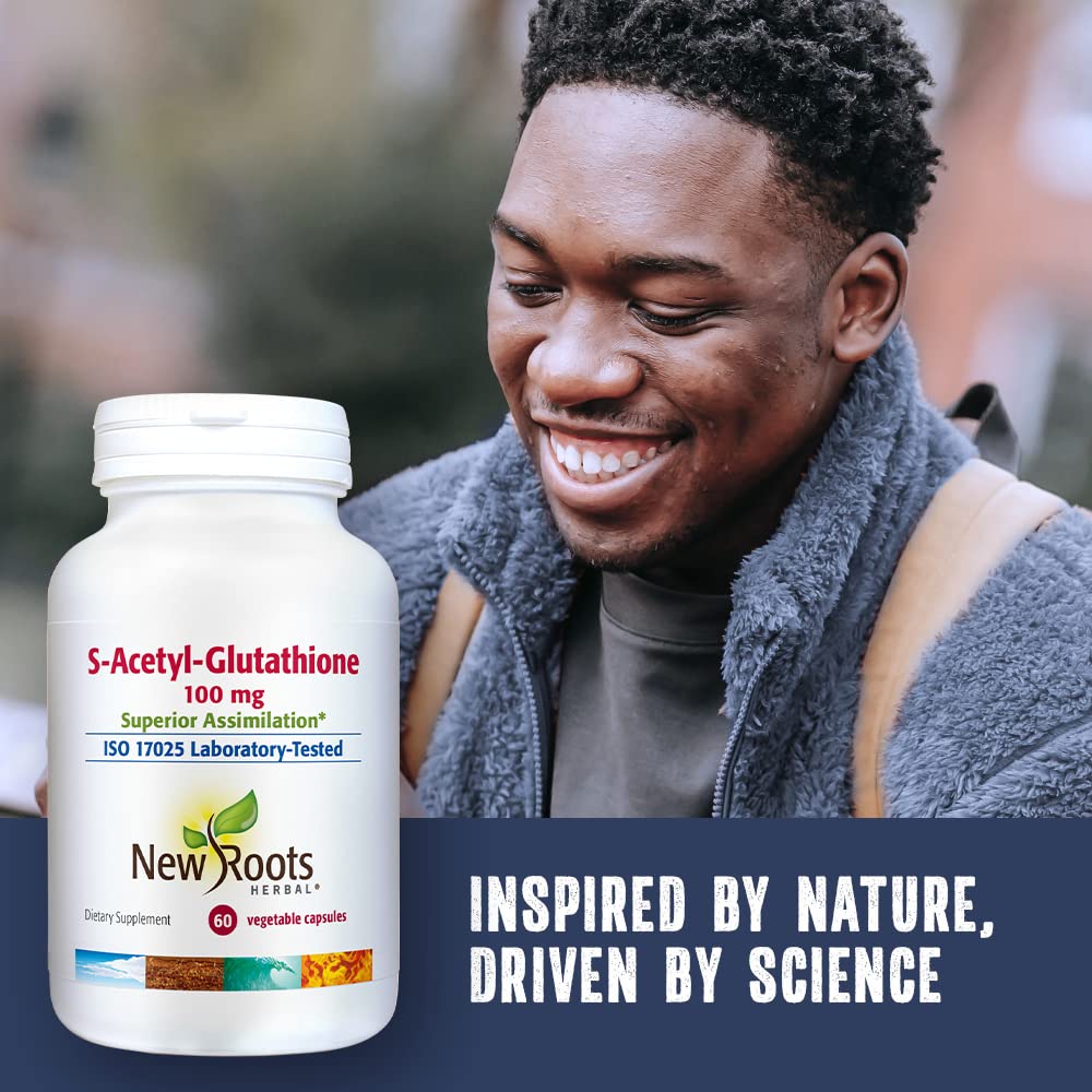 New Roots Herbal S-Acetyl-Glutathione 100mg Capsules, 60 Veg Caps