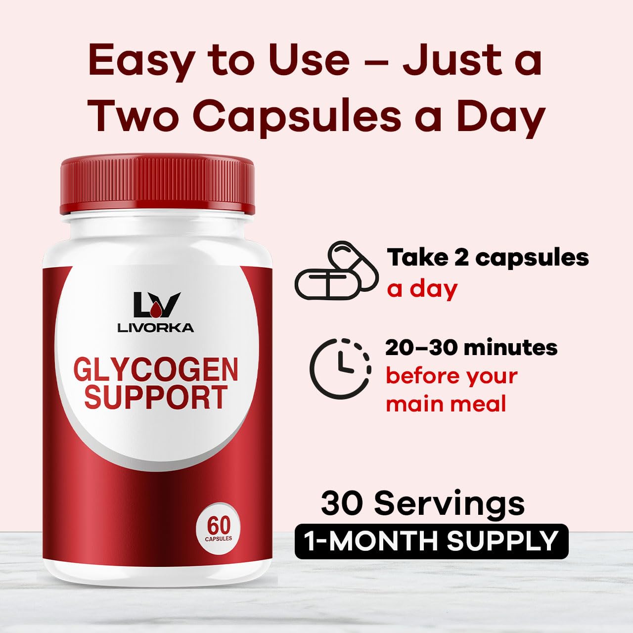 LIVORKA Glycogen Support and Glycogen Control Advanced Formula Capsules, 60 Capsules