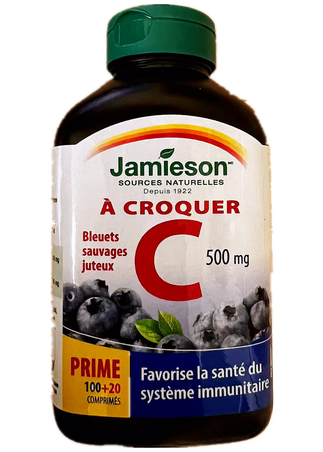Jamieson Vitamin C Wild Blueberry 500 mg Tablets, 120-count