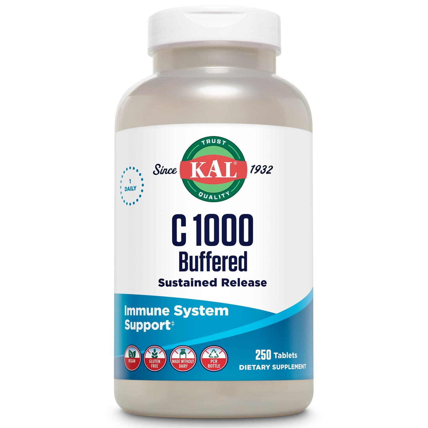 KAL C 1000 Buffered Sustained Release Vitamin C 1000mg Tablets 250