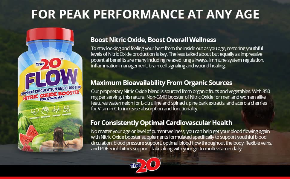 The20 Flow Nitric Oxide Supplement Capsules, 60 Capsules