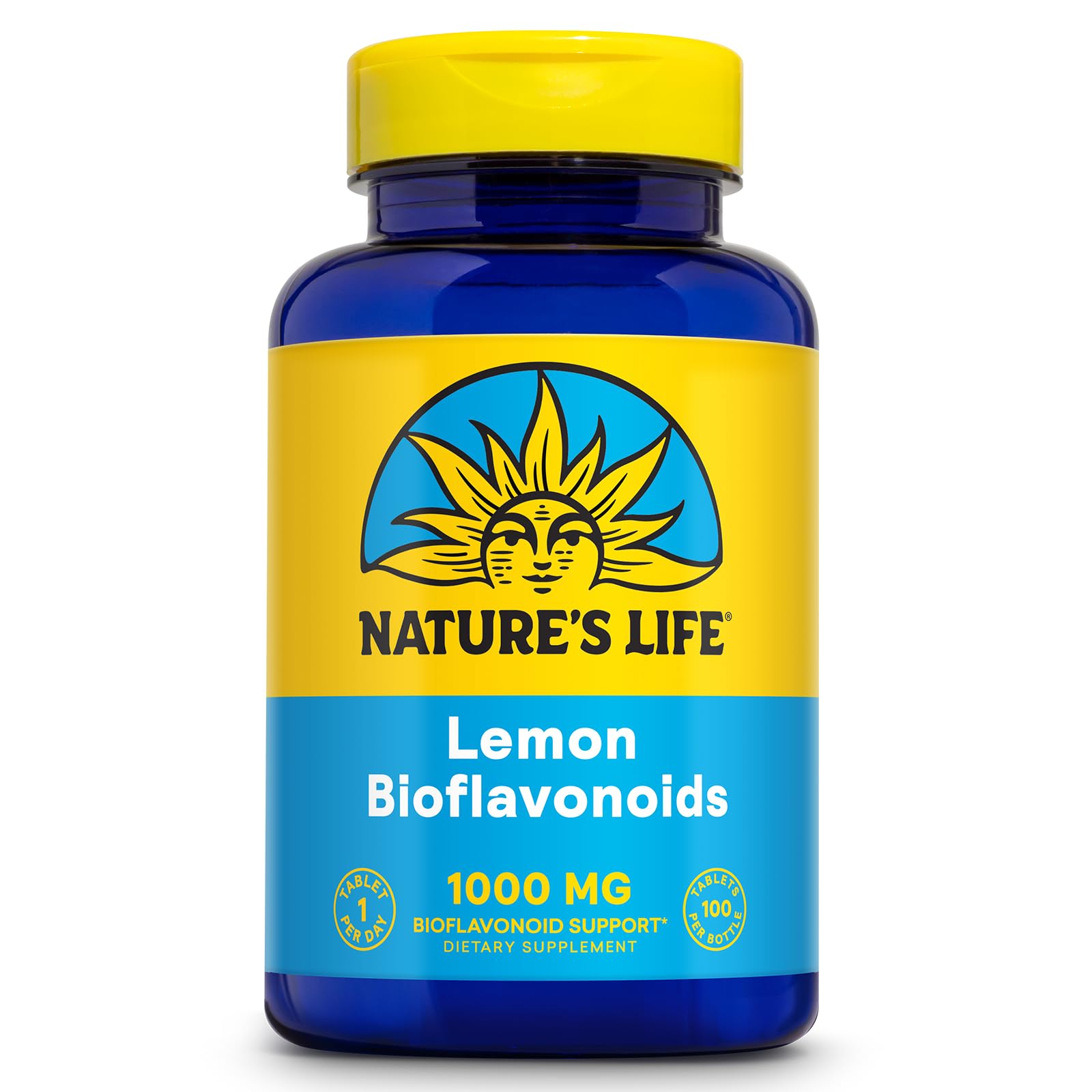 Nature's Life Lemon Bioflavonoids 1000mg - Citrus Bioflavonoids Supplement with Hesperidin and Rutin - Antioxidant and Cellular Support, Vitamin C Absorption Tablets 100