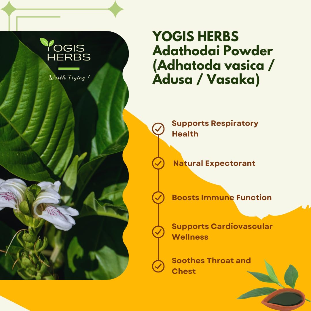 YOGIS HERBS Adathodai Powder 8 Ounce