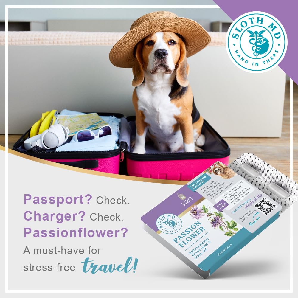 SLOTH MD Passion Flower Travel Pack – 500 mg (10:1 Extract) 10 Capsules