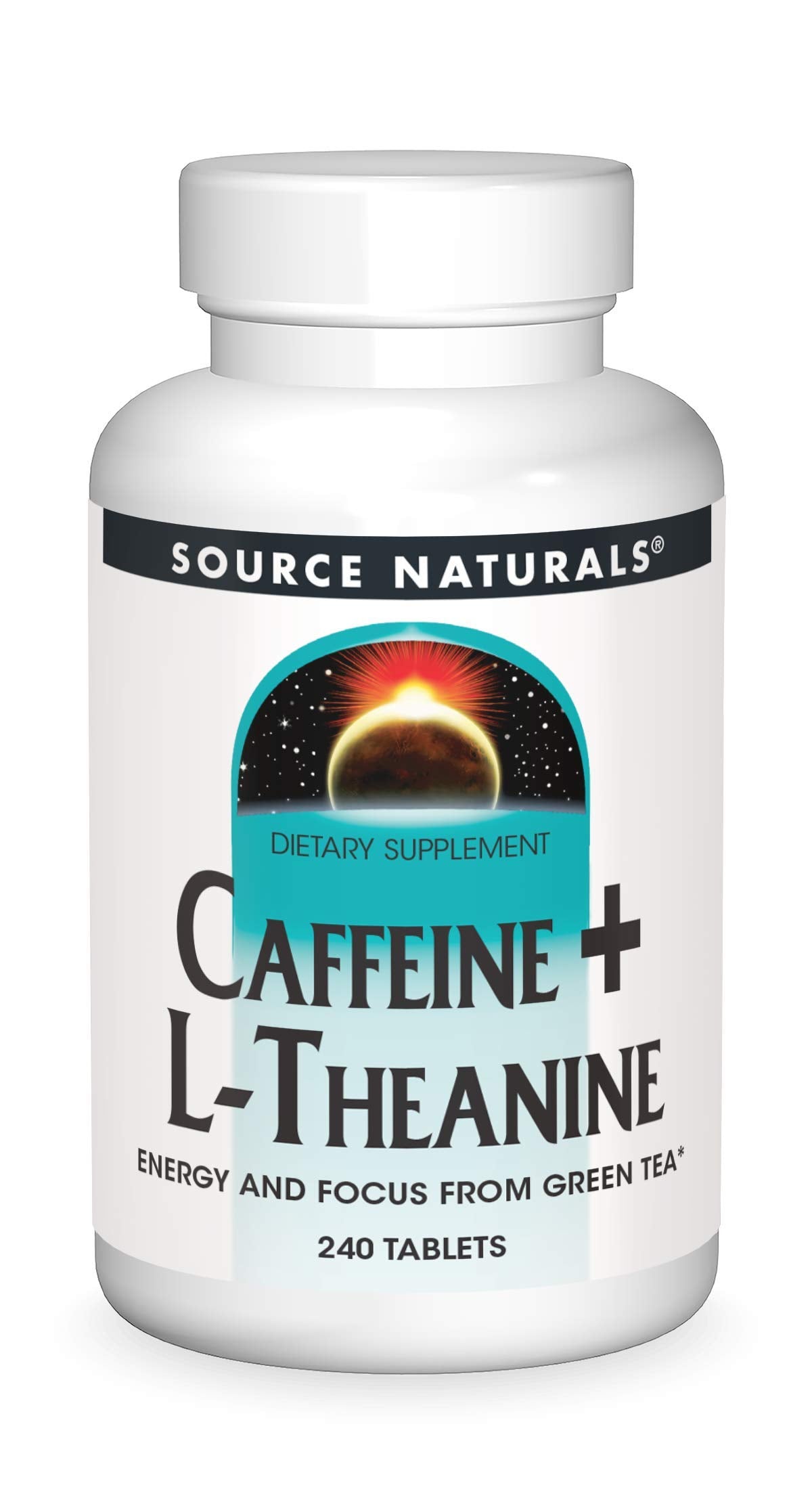 Source Naturals Caffeine + L-Theanine, Energy and Focus Support from Green Tea Tablets, 240 Tablets