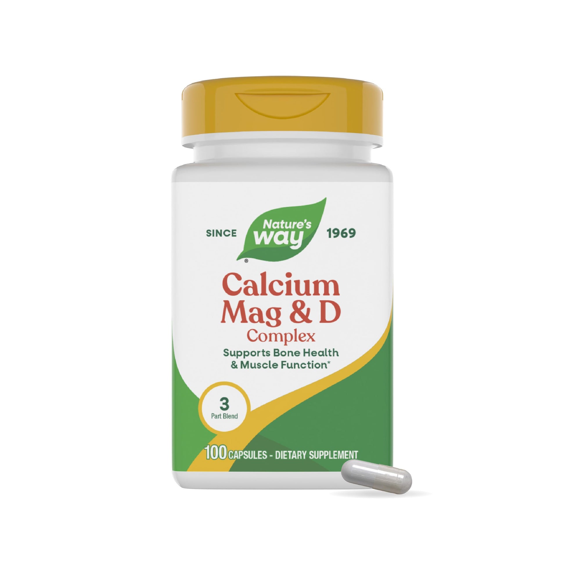 Nature's Way Calcium Magnesium & Vitamin D Complex with Vitamin D3, Gluten Free, Healthy Bones & Teeth, Muscle Function*, Muscle Relaxation*, 100 Capsules