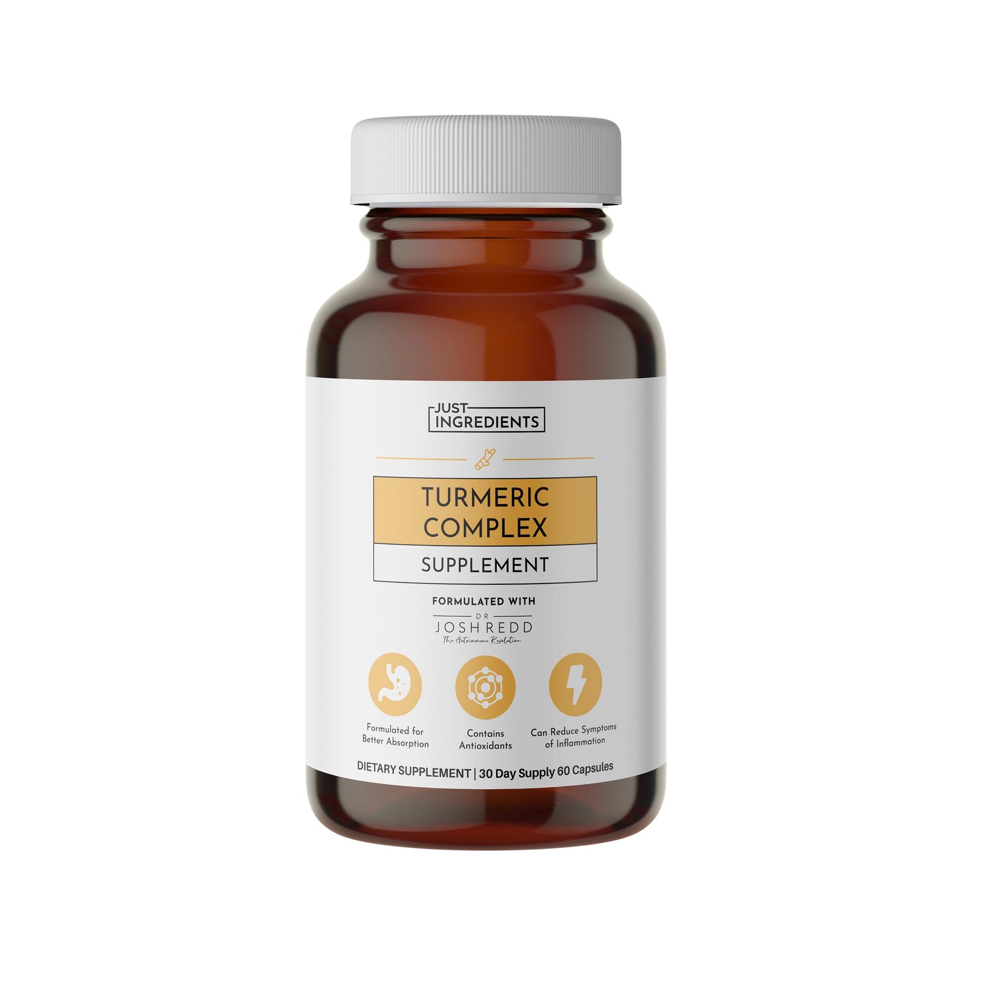 JUST INGREDIENTS Turmeric Complex Supplement Organic Turmeric Extract with Resveratrol, Boswellia & Black Pepper, 60 Capsules
