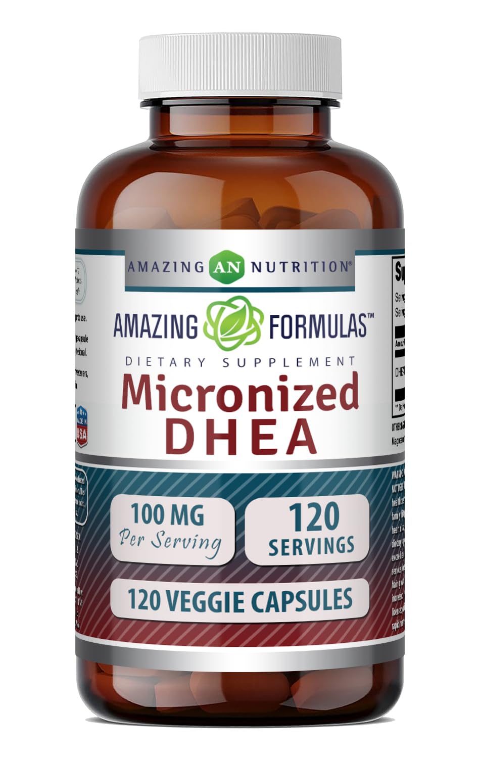Amazing Nutrition Amazing Formulas Micronized DHEA Supplement (100 mg) 120 Capsules