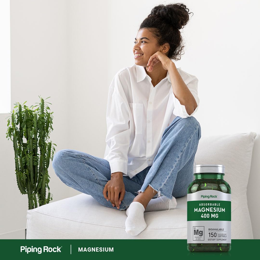 Piping Rock Magnesium Softgels 400 mg, 150 Count, Non-GMO, Gluten Free