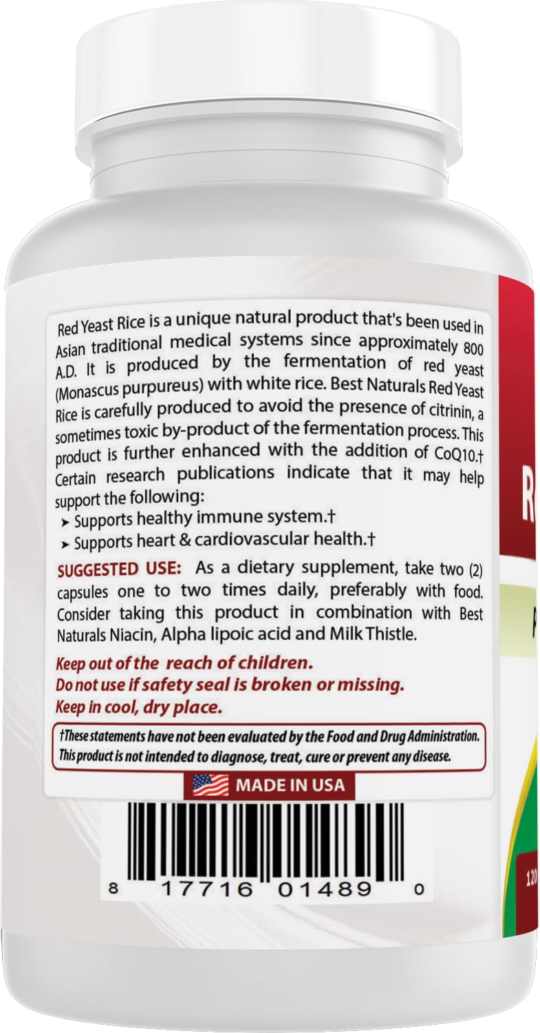 Best Naturals Red Yeast Rice with CoQ10 Capsules 120
