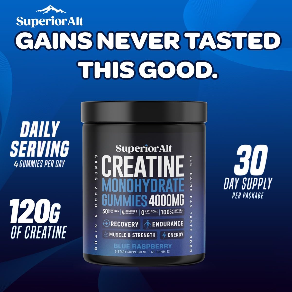 SuperiorAlt Creatine Monohydrate Gummies 120 Count