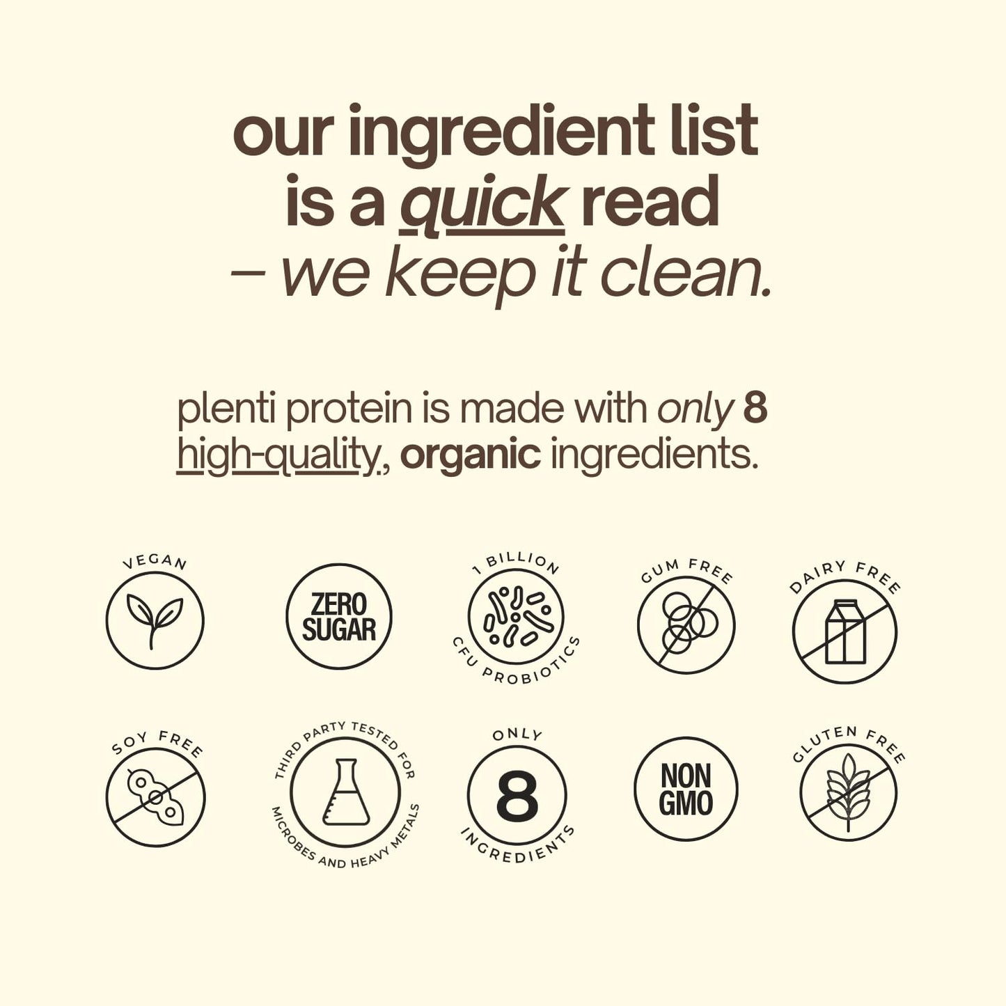 plenti Organic Plant-Based Protein Powder Dark Chocolate, 32 Servings