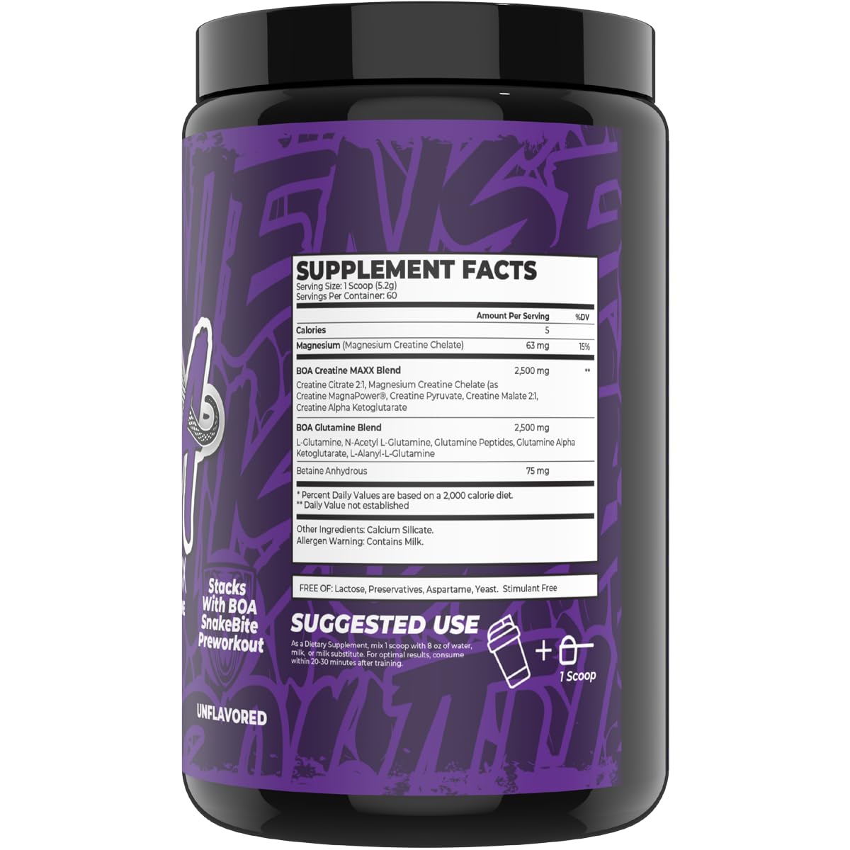 BOA Creatine MAXX Creatine + Glutamine Powder, 5.5 Ounce