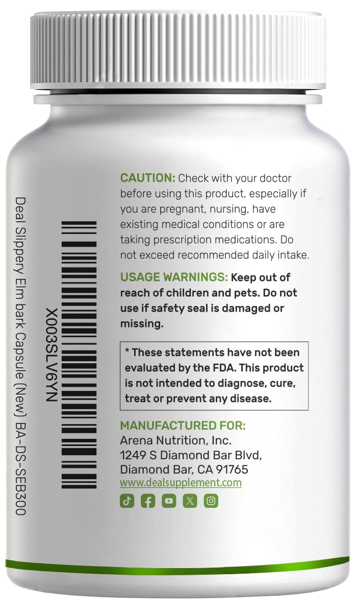 DEAL SUPPLEMENT Slippery Elm Capsules, 300 Capsules