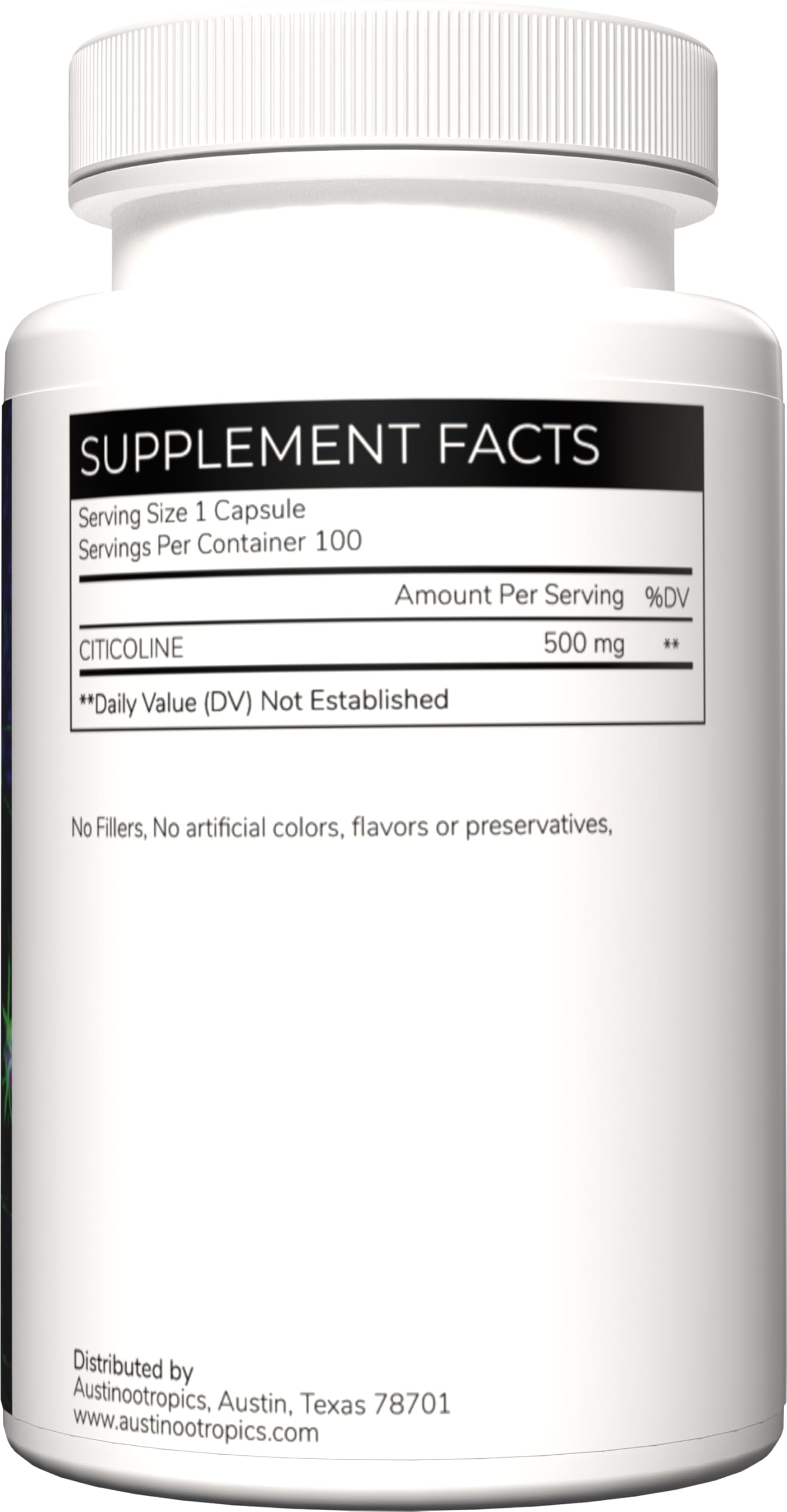 Austinootropics Citicoline 500mg Vegetarian Capsules, 100 Count