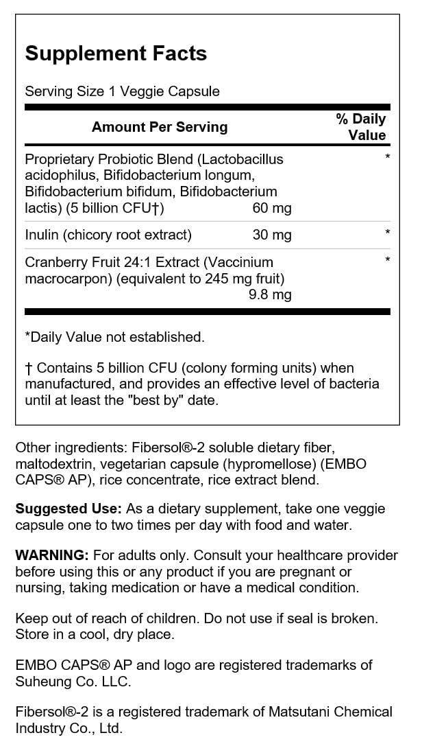 Swanson Cranberry Probiotic 5 Billion CFU Capsules, 60 Count