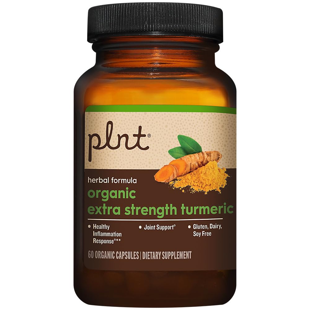 plnt Organic Extra Strength Turmeric for Healthy Joint Support Capsules 60 Count