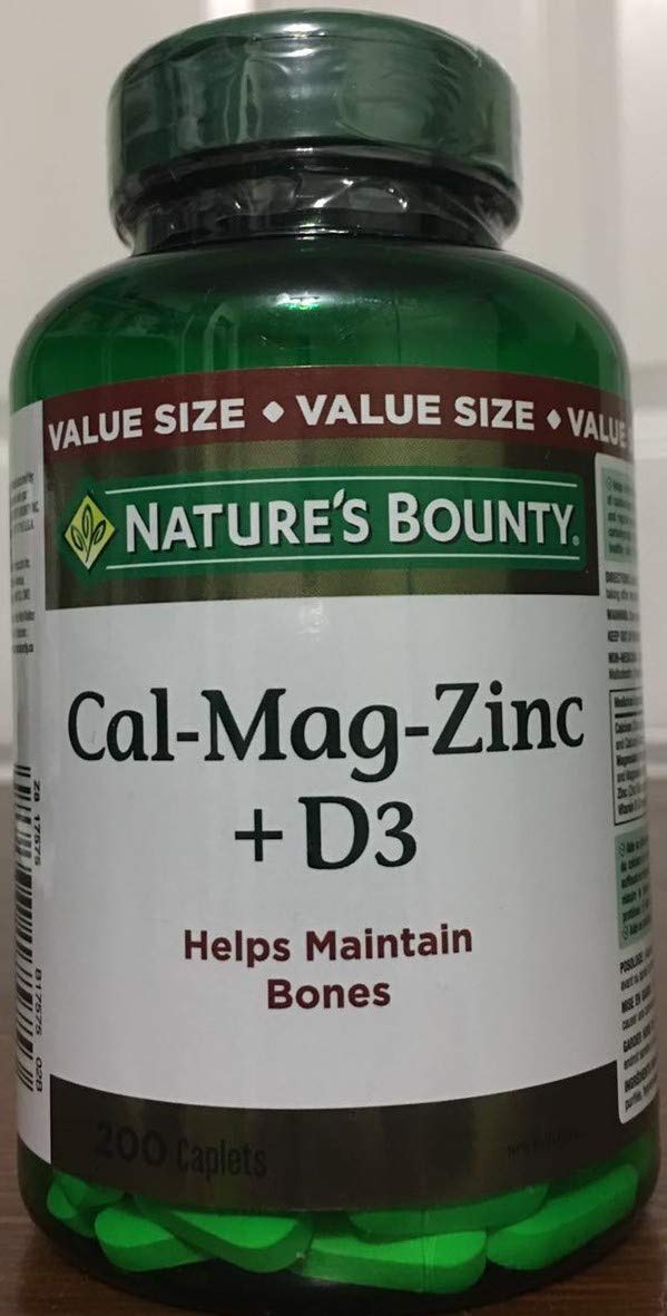 Nature's Bounty Calcium Magnesium Zinc with Vitamin D3 Caplets, 200 Count