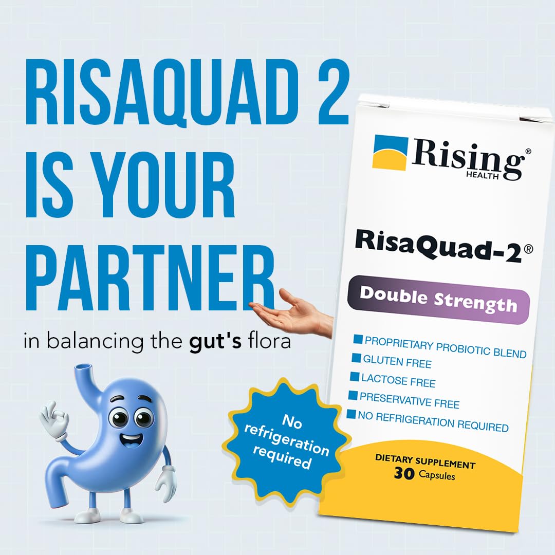 Rising RisaQuad-2 Double Strength Probiotic Dietary Supplement 30 Capsules