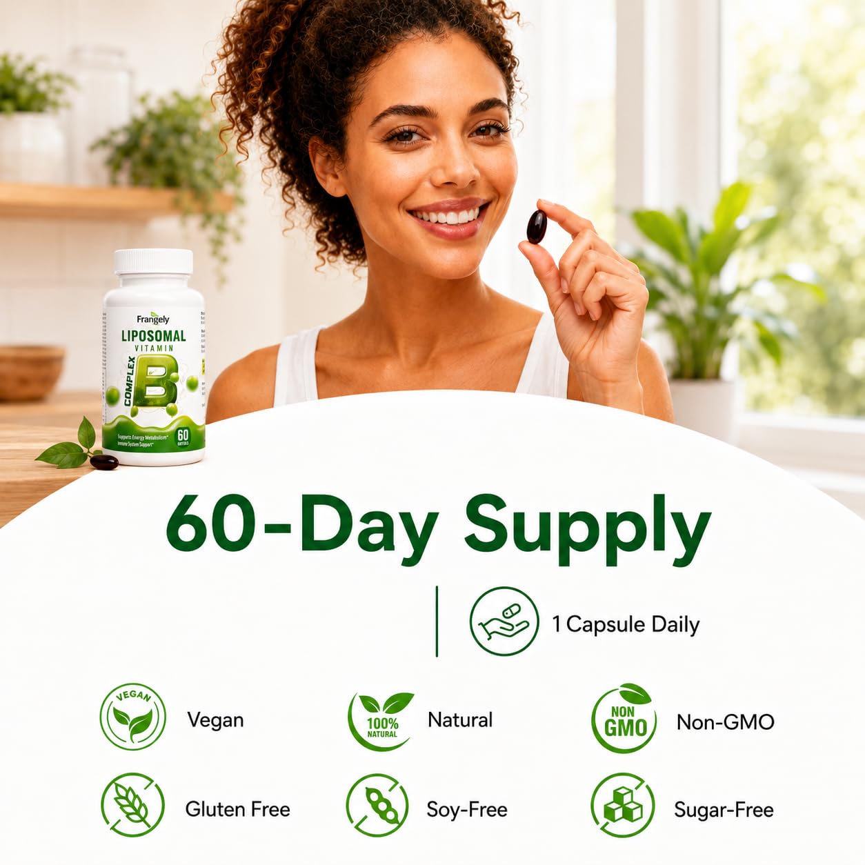 Franguly Liposomal B Complex for High Absorption Methylated B12, L-Methyfolate (5-MTHF), Full Active B Vitamins with Choline Inositol - Capsule, 90 Capsules