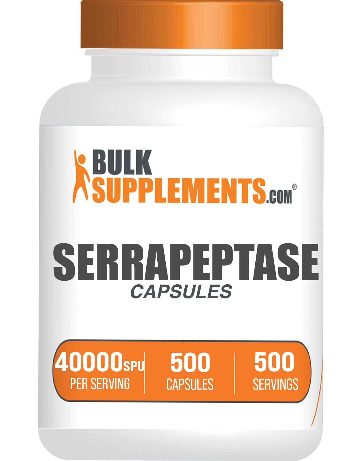 BulkSupplements Serrapeptase 40000 SPU Capsules, 500 Count