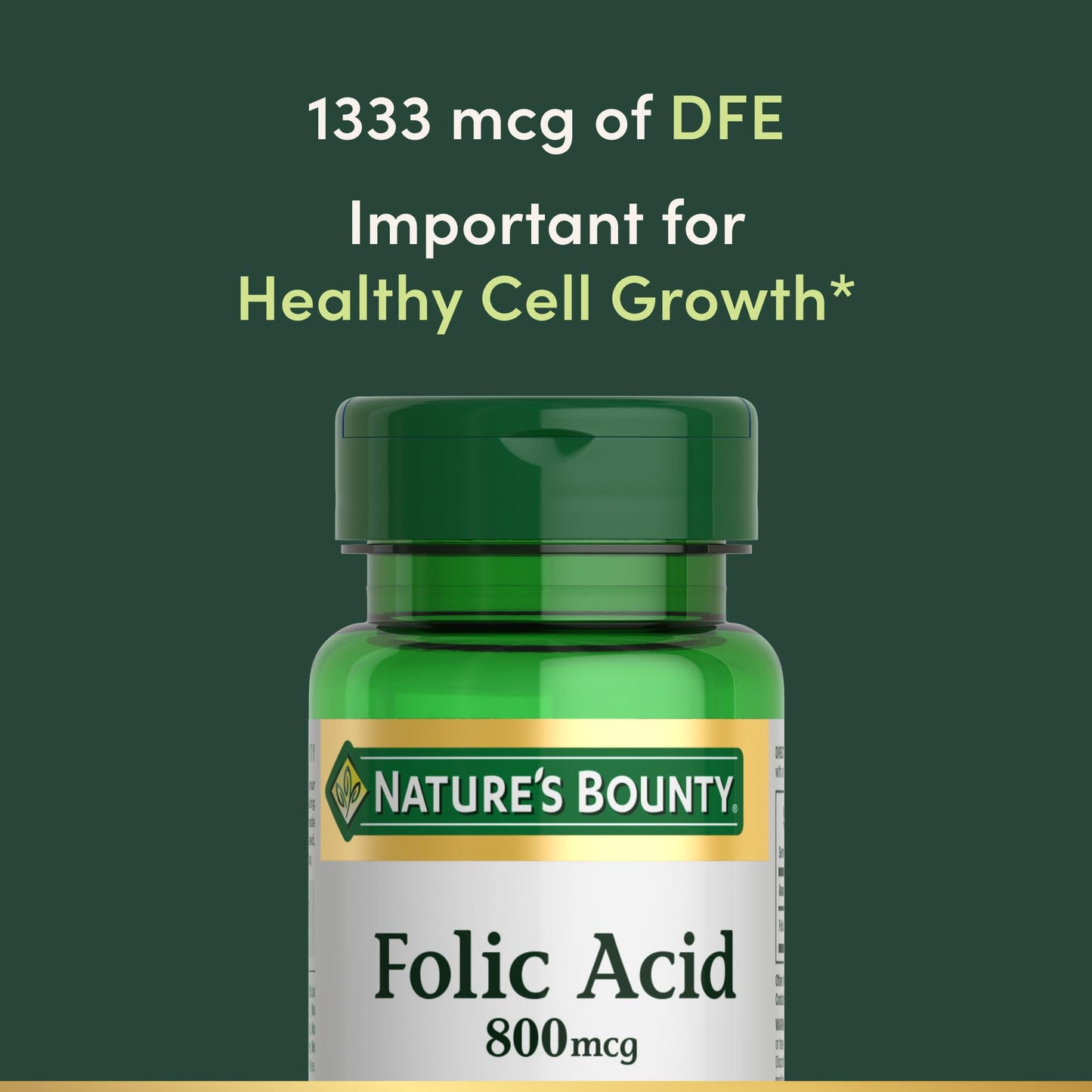Nature's Bounty Folic Acid Supplement, 800mcg, 250 Tablets