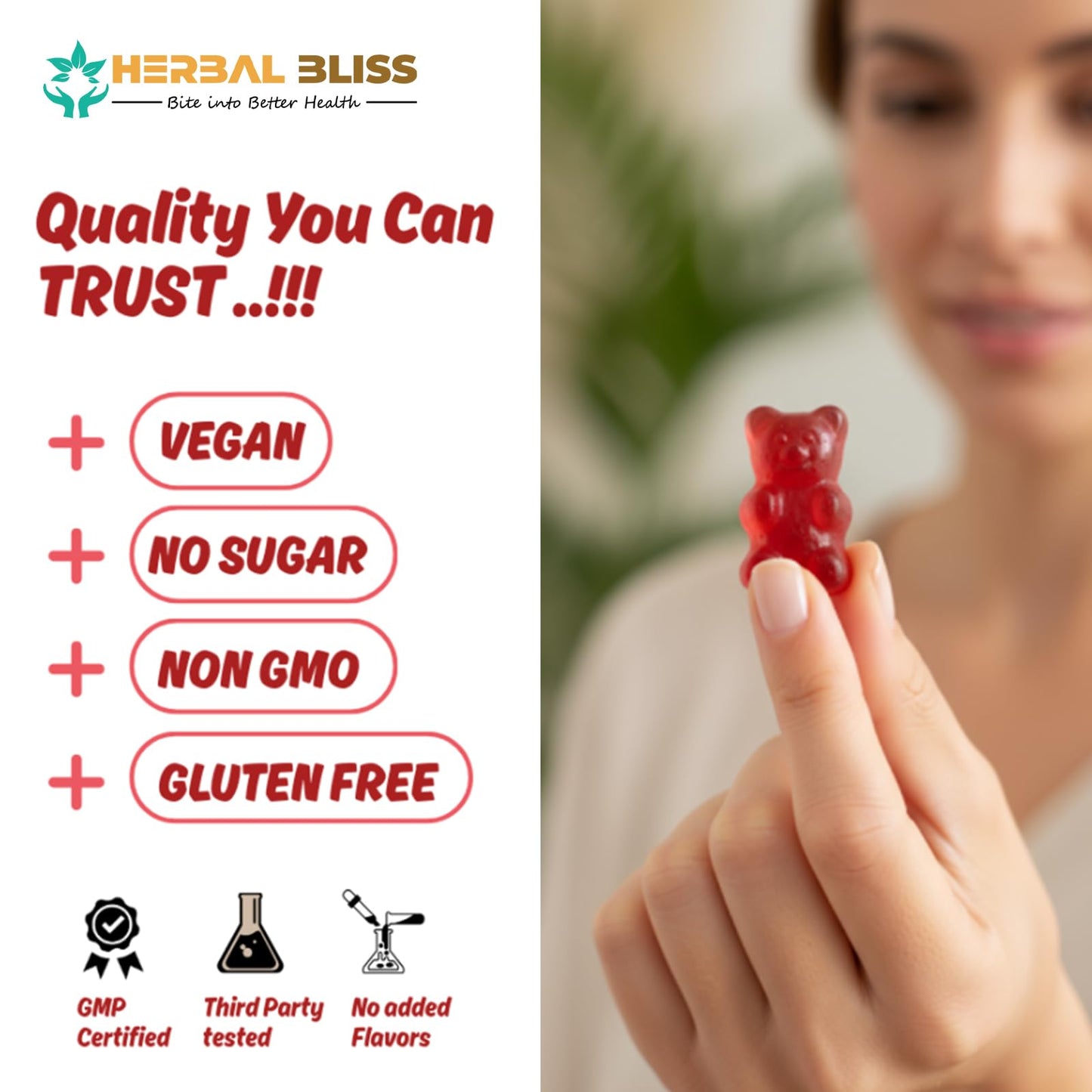 Herbal Bliss Iron Bisglycinate Gummies 60 Count