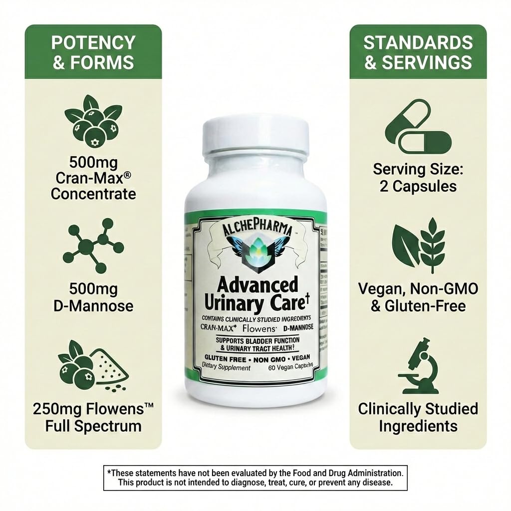 AlchePharma Advanced Urinary Care Supplement Flowens Cranberry Extract Blend Capsule, 1 Count