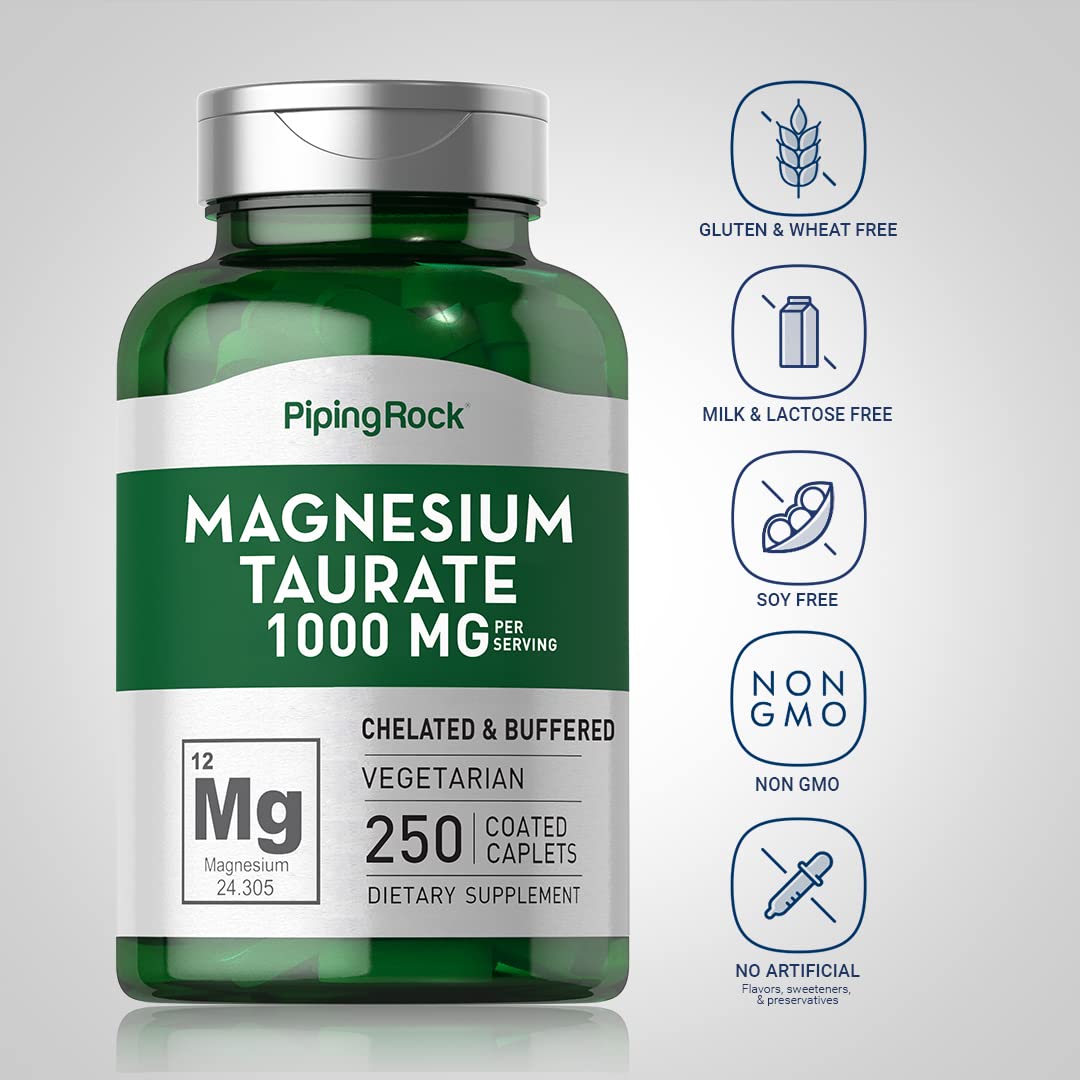 Piping Rock Magnesium Taurate 1000mg Caplets, 250 Count