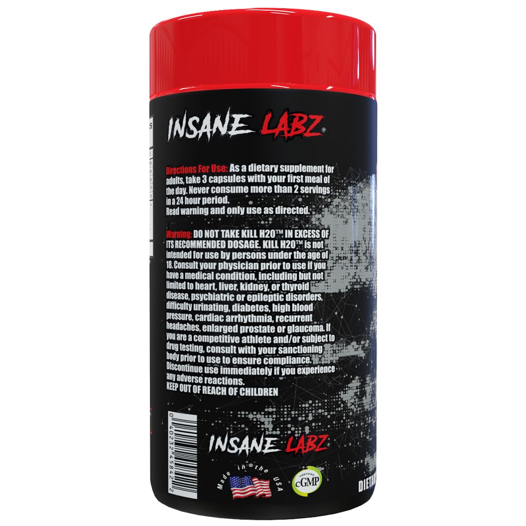 Insane Labz Kill H2O AMPiberry Infused Diuretic Capsule, 60 Count