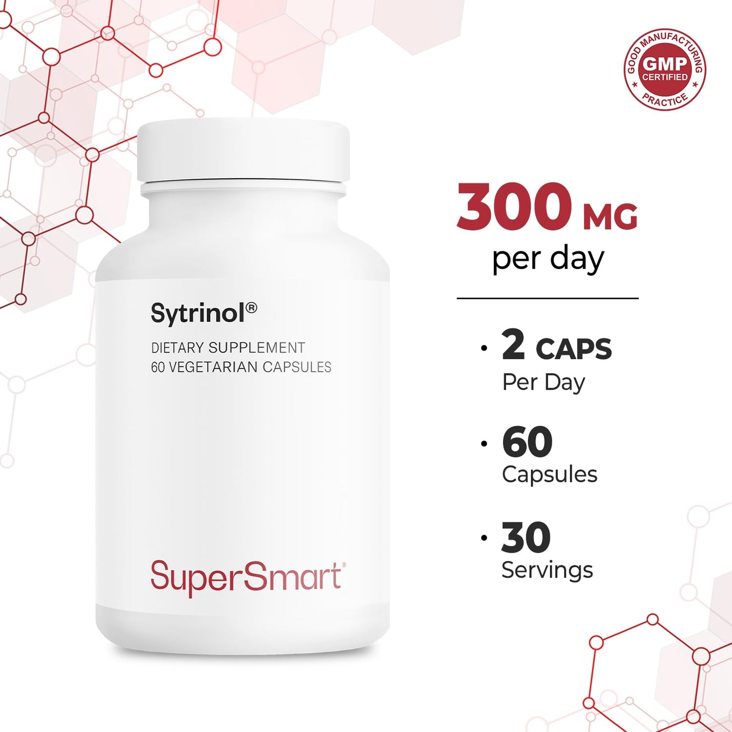 Supersmart Sytrinol Supplement 300mg per Day (High Absorption) Citrus Bioflavonoids & Tocotrienols Complex Palm Fruit Extract Capsule 60