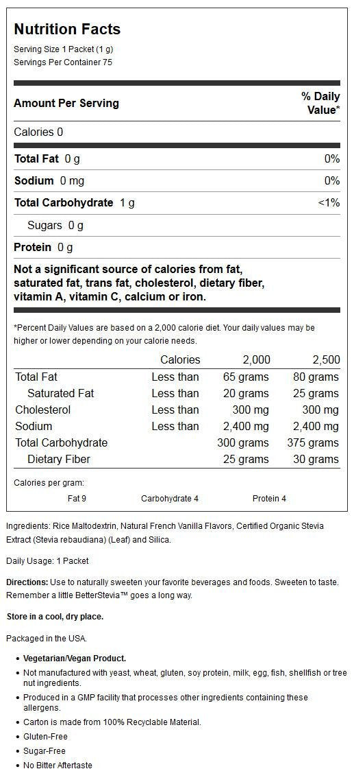 NOW Foods Better Stevia French Vanilla Powders 2.63 Ounce