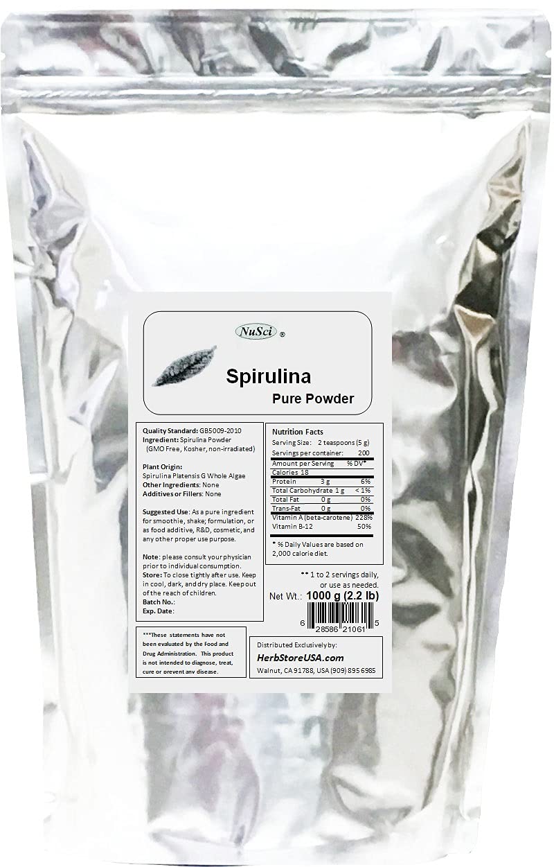 NuSci 100% Pure Spirulina Powder 35.27 Ounce