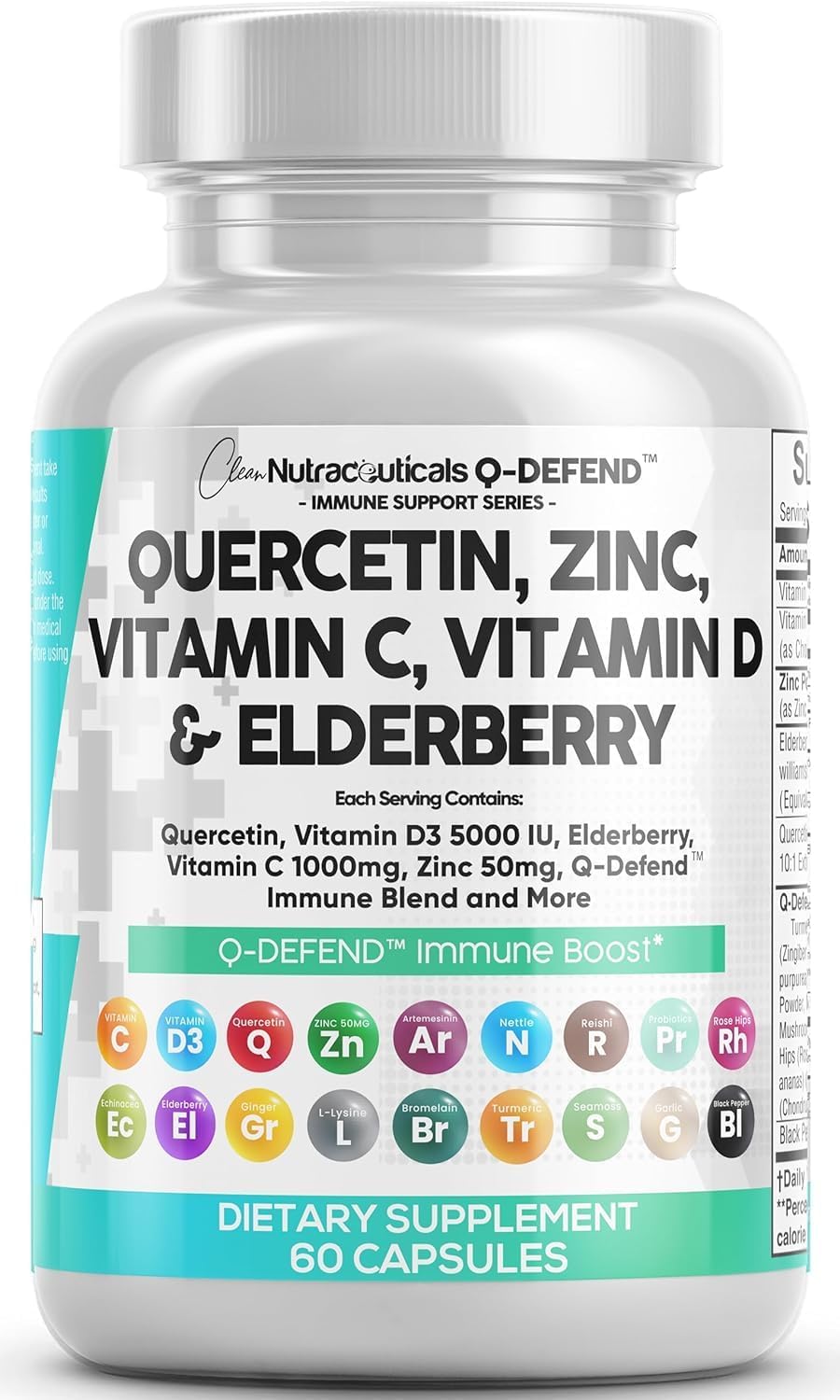Clean Nutraceuticals Q Defend Quercetin Supplement Immune Support, 60 Capsules