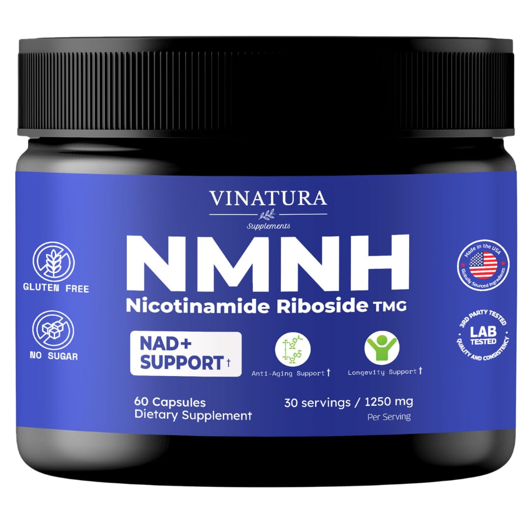 VINATURA NMNH (NMN Supplement Alternative) Nicotinamide Riboside & TMG NAD Anti-Aging 60 Capsules