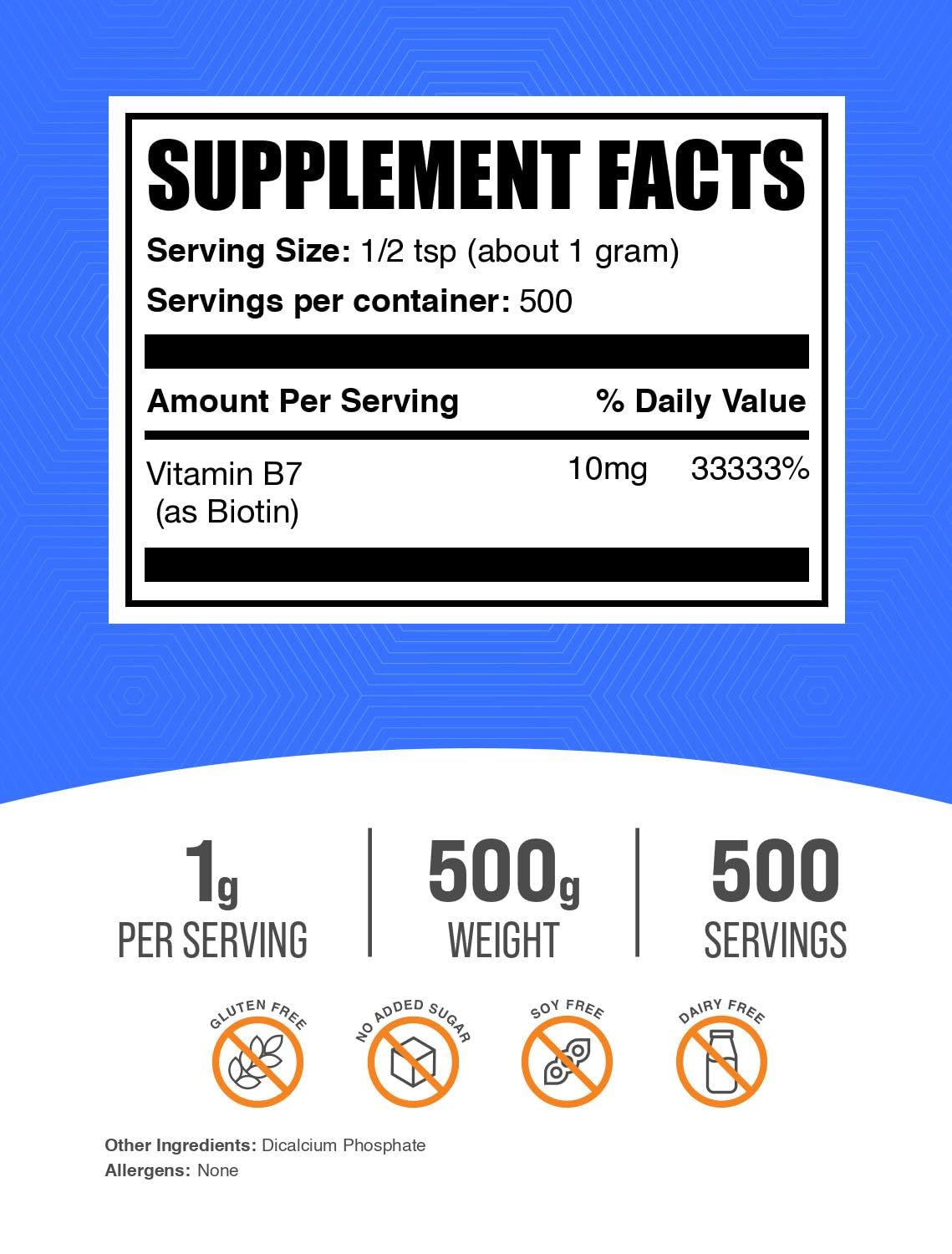 BulkSupplements Biotin 10000mcg Powder, 17.64 oz